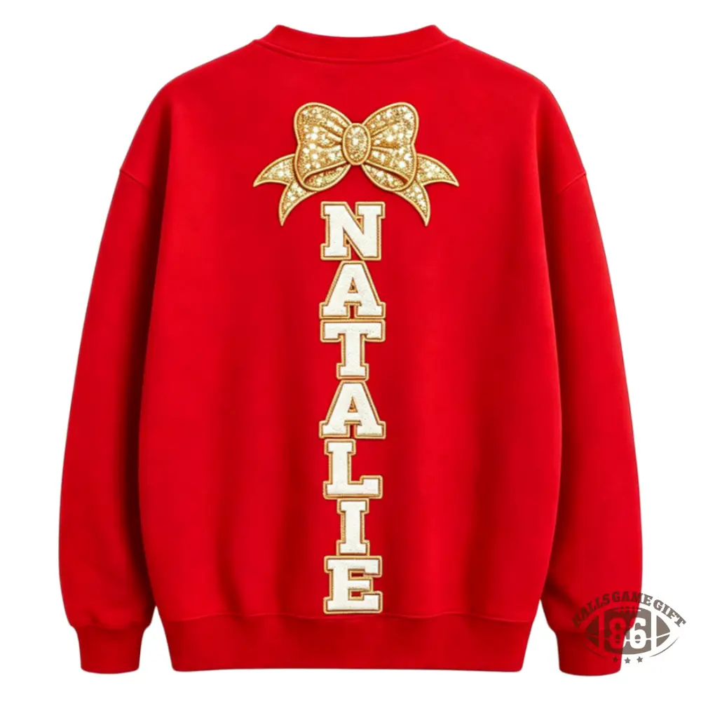 Custom Sequin Name Bow Back Sweatshirt For Cheer Mom