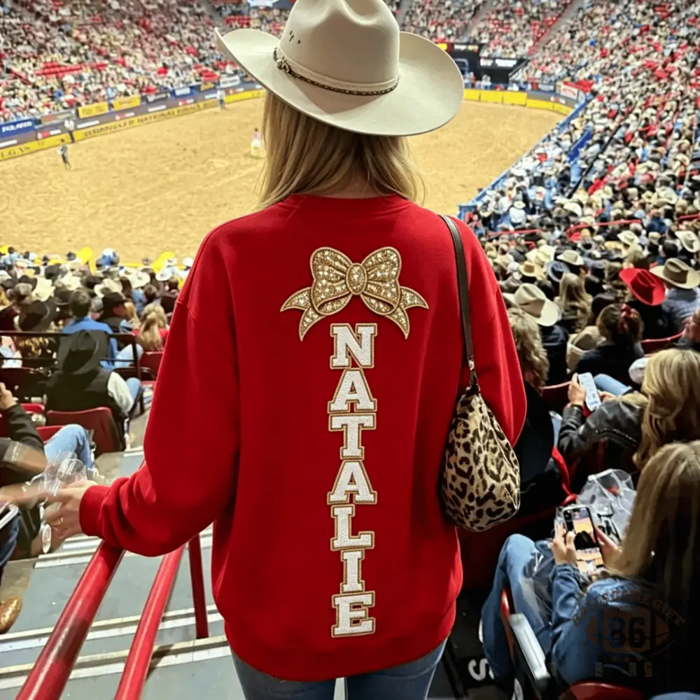 Custom Sequin Name Bow Back Sweatshirt For Cheer Mom