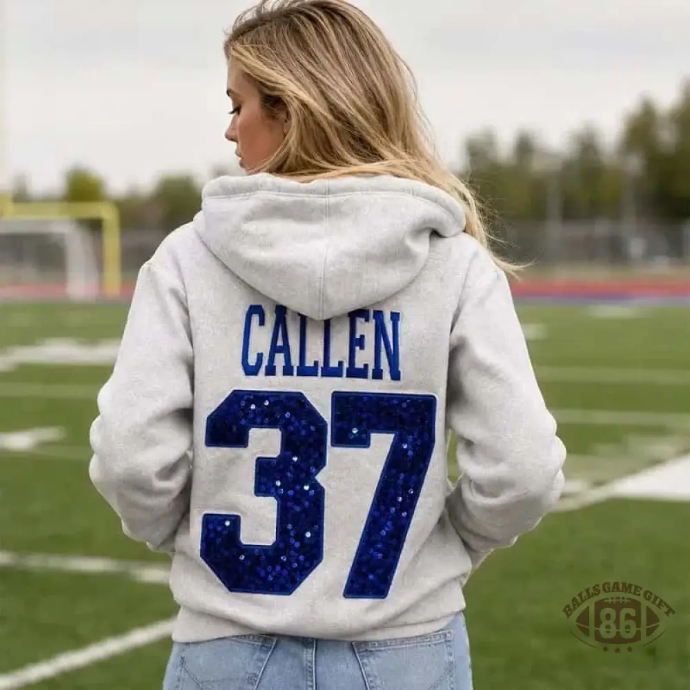Custom Sequin Number Hoodie with Personalized Name Embroidery | Game Day Team Spirit