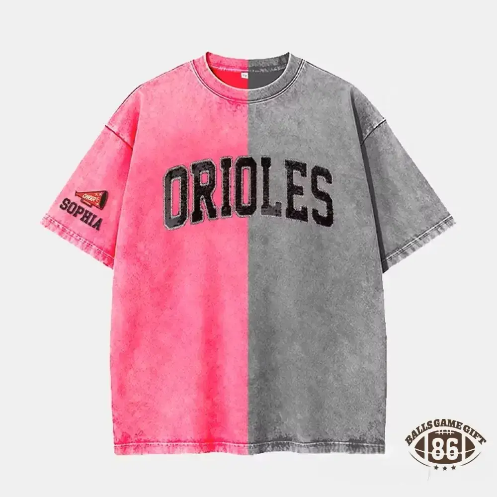 Custom Sequin Text Letter Two Tone Washed T-shirt-Best Gift For Sport Lovers