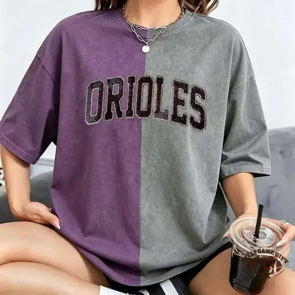 Custom Sequin Text Letter Two Tone Washed T-shirt-Best Gift For Sport Lovers