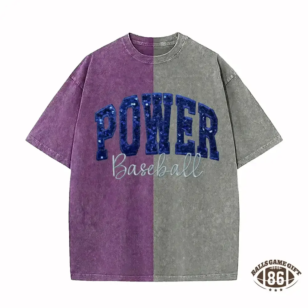 Custom Sequin Text Letter Two Tone Washed T-shirt-Best Gift For Sport Lovers