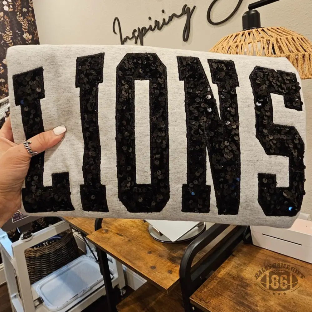 Custom Sequin Varsity Sweatshirt, Personalized School Spirit Crewneck, Game Day Wear