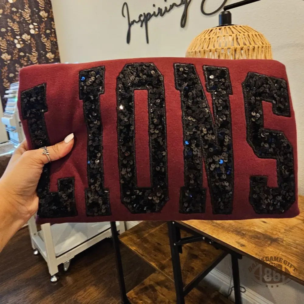 Custom Sequin Varsity Sweatshirt, Personalized School Spirit Crewneck, Game Day Wear