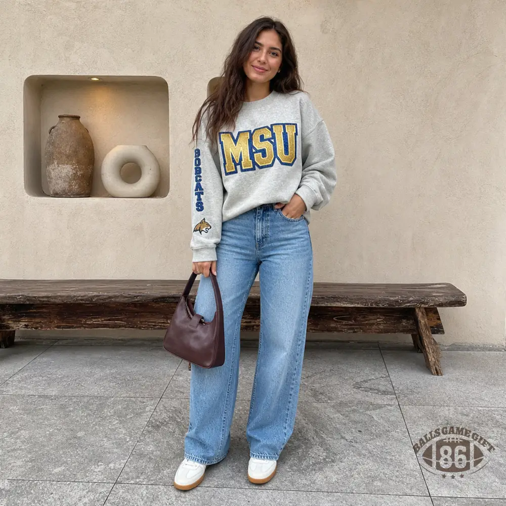 Custom Sleeve Embroidery Varsity Letter Pullover, Game Day Spirit Casual Oversized Sweatshirt