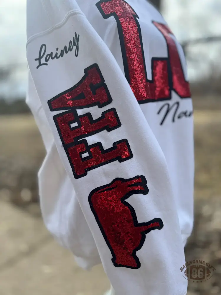 Custom Sleeve Print Mascot  Game Day Crewneck