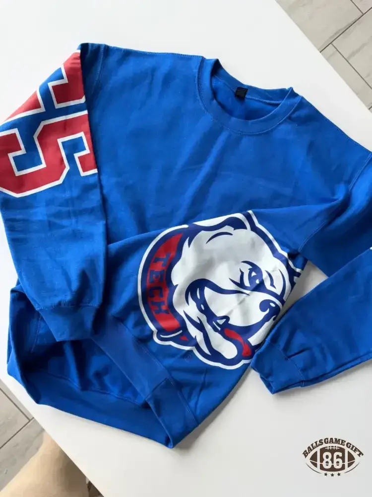 Retro Varsity Crewneck Sweatshirt, Vintage School Spirit Pullover, Oversized Casual Top