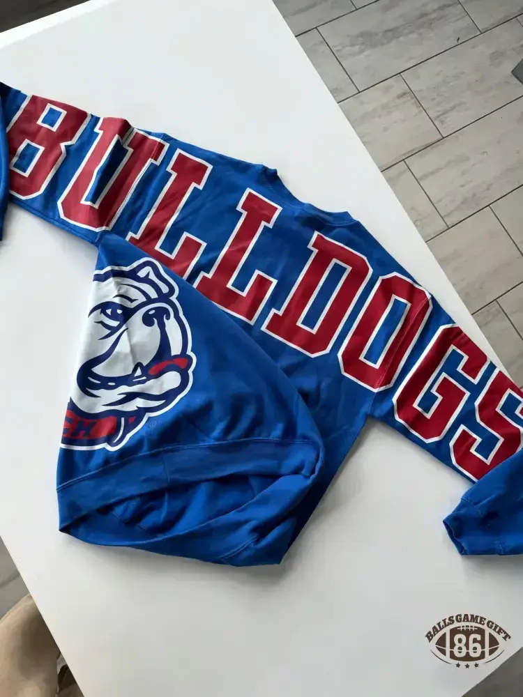 Retro Varsity Crewneck Sweatshirt, Vintage School Spirit Pullover, Oversized Casual Top