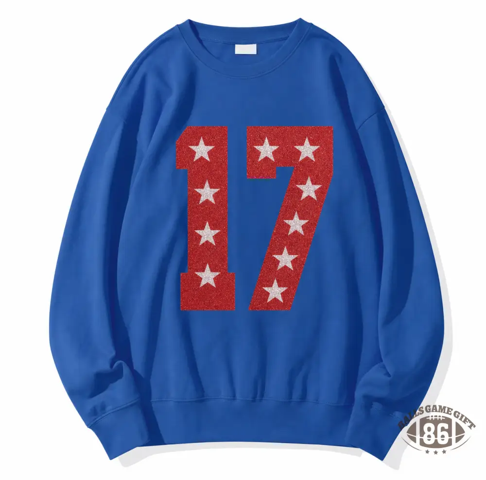 Custom Sparkle Star‑Detail Glitter Foil Number Graphic Sweatshirt For Game Day