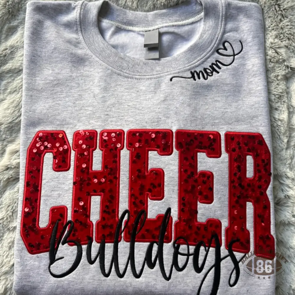 Custom Sparkly Bulldogs Cheer Mom Game Day Sweatshirt
