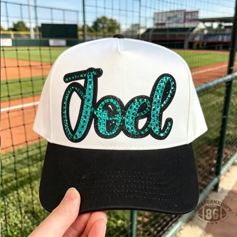 Custom Sparkly Script Trucker Hat, Two-Tone Adjustable Snapback for Sports, Softball & Casual Wear