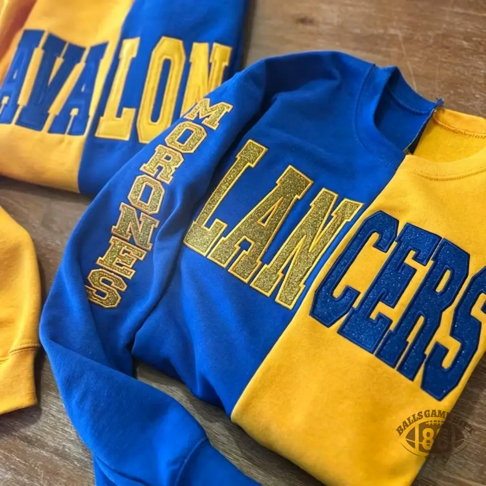 Custom Split Two-Tone Sweatshirt - Glitter Embroidered Sport Team Crewneck