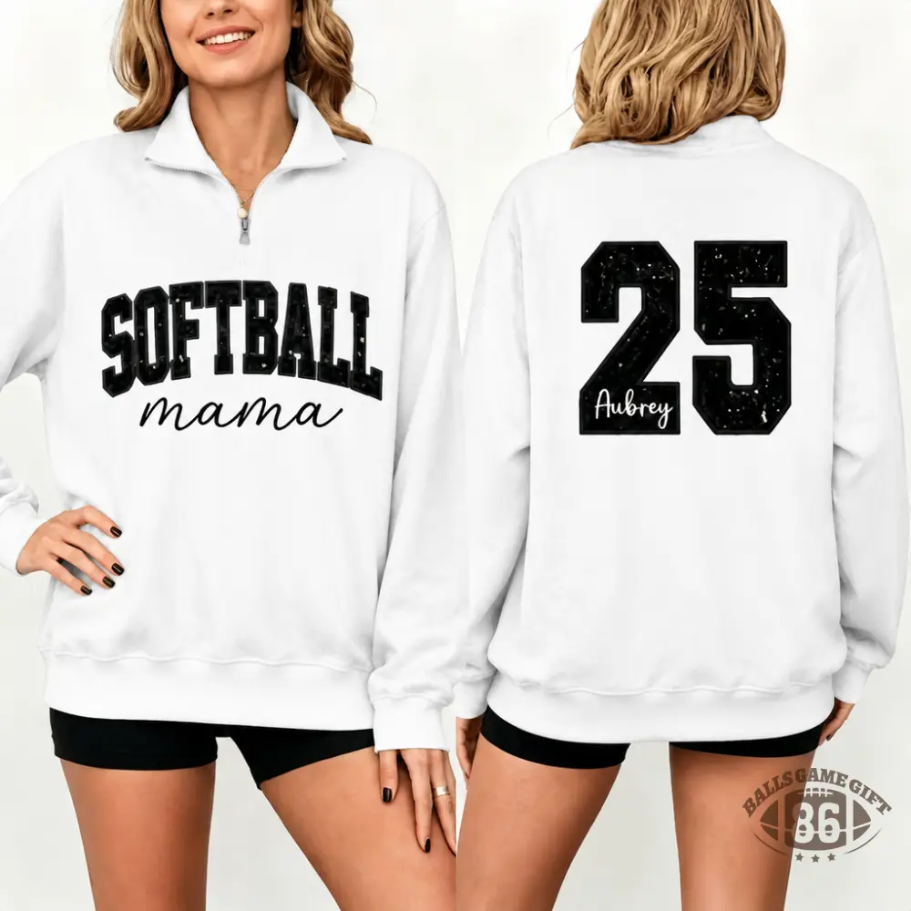 [Copy]Personalized Sports Mom Quarter Zip Sweatshirt Custom Name & Number On Back