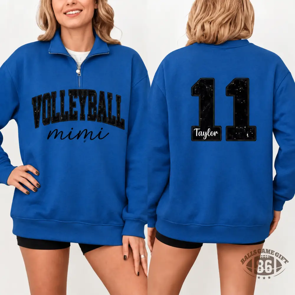 [Copy]Personalized Sports Mom Quarter Zip Sweatshirt Custom Name & Number On Back