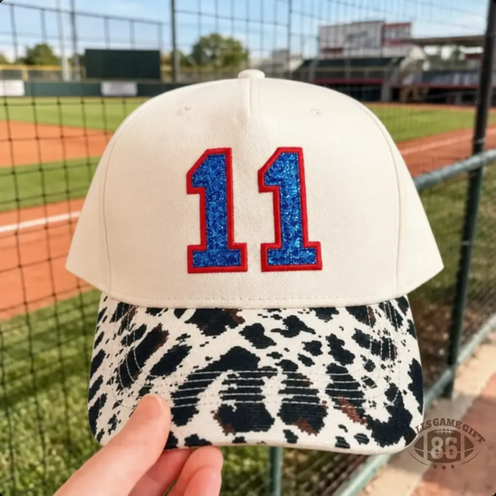 Custom Sports Glitter Embroidered Number Trucker Hat Cap with Camo Pattern Brim for Game Day