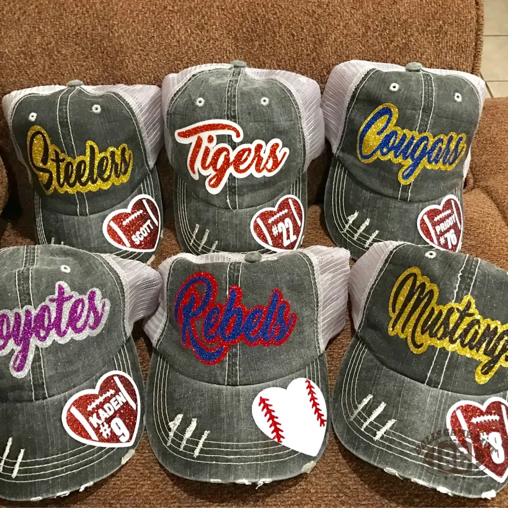 Custom Sports Mom Trucker Hat | Personalized Name & Number Distressed Mesh Back Cap | Game Day Team Spirit Hat