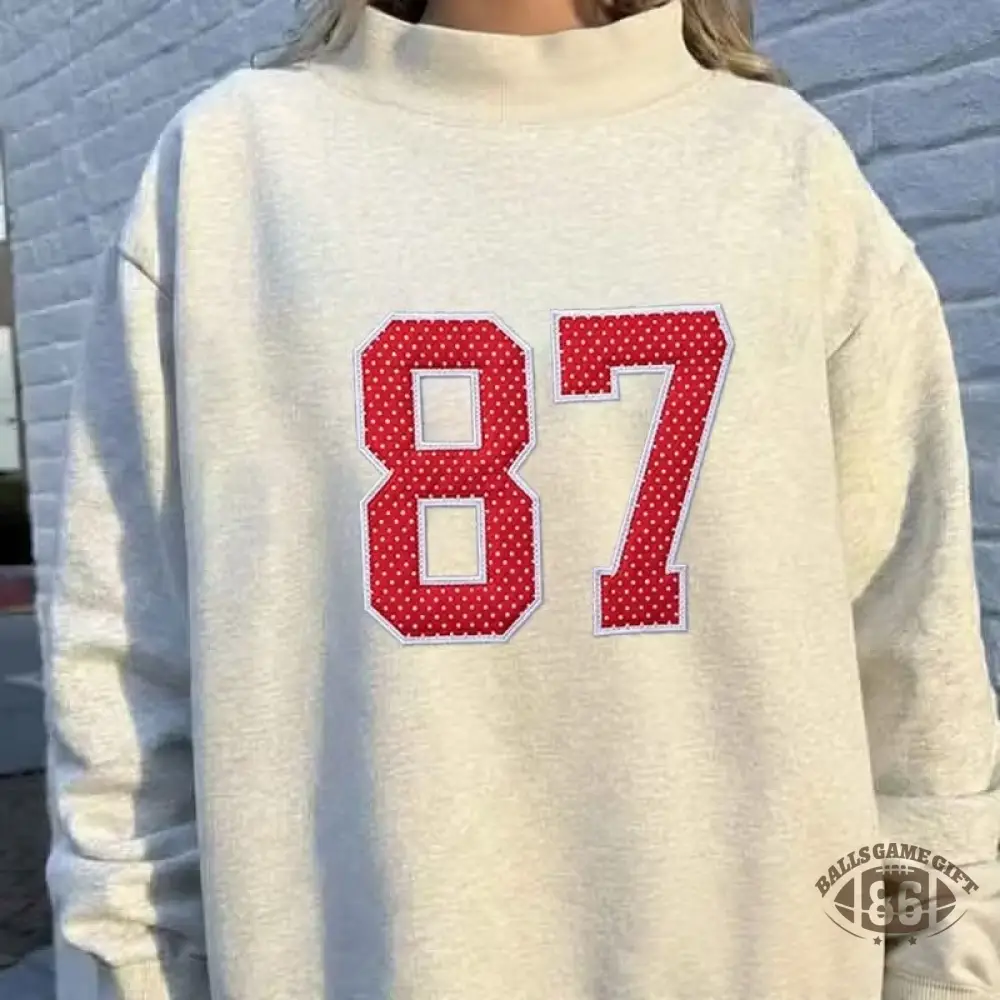Custom Sports Number Applique Sweatshirt, Gingham Patchwork Stand‑Up Collar Jersey Pullover