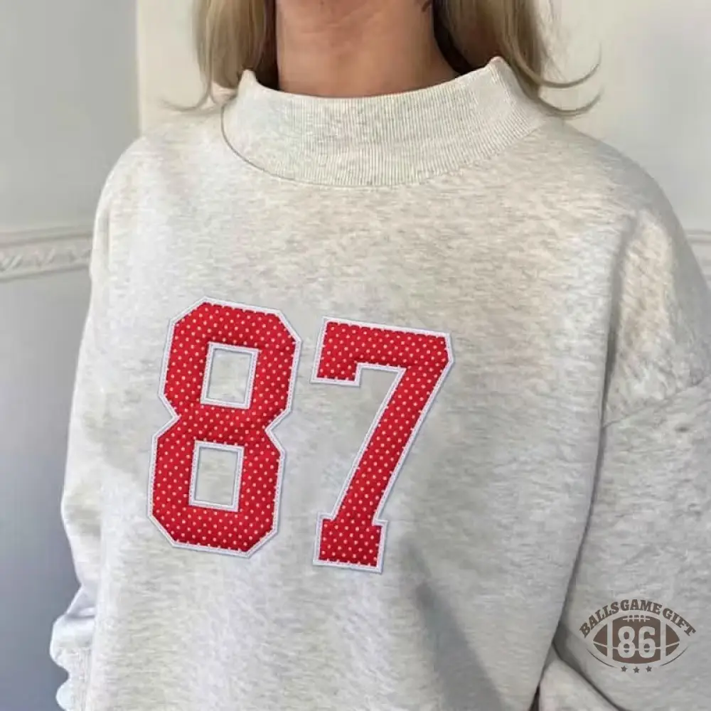 Custom Sports Number Applique Sweatshirt, Gingham Patchwork Stand‑Up Collar Jersey Pullover