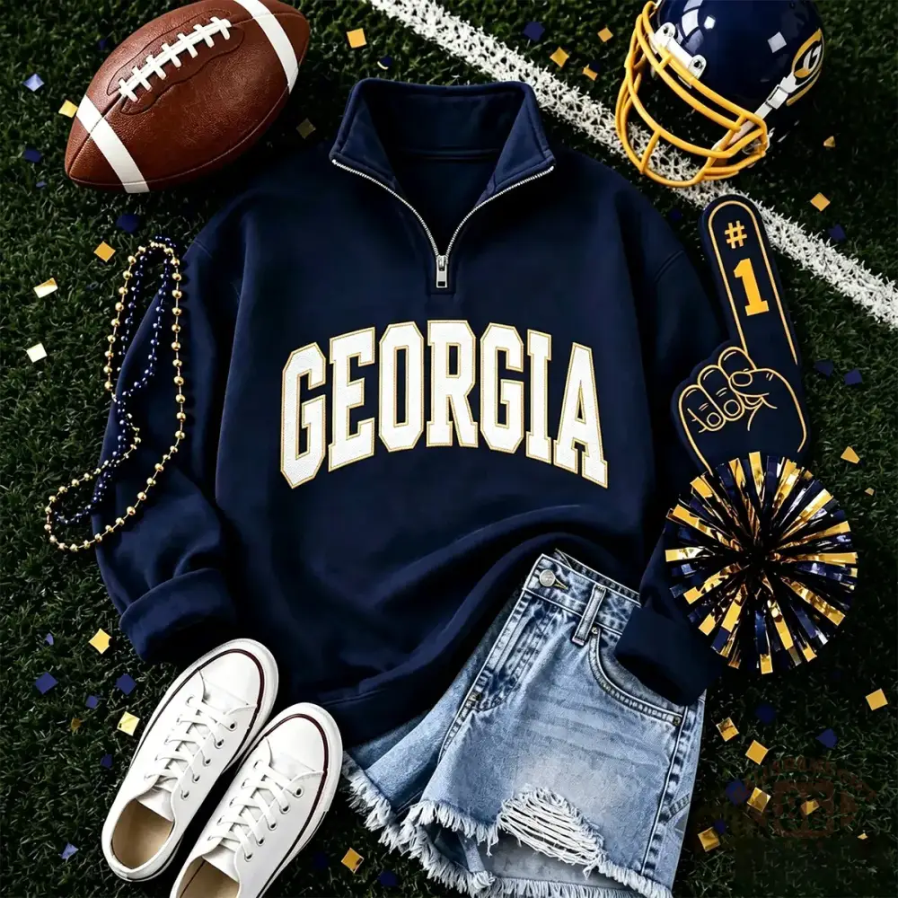 Custom State Name Quarter Zip Sweatshirt, Game Day Football Team Spirit Half Zip Sweatshirt
