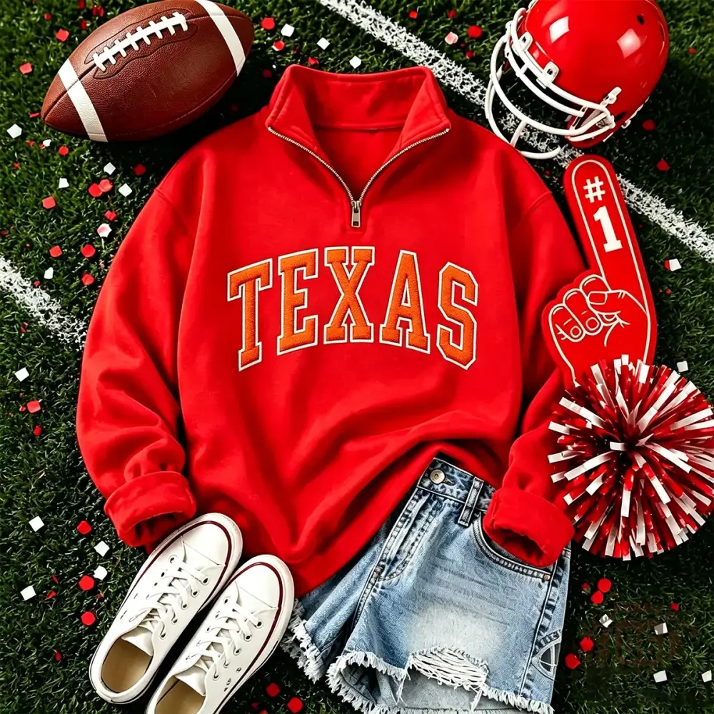 Custom State Name Quarter Zip Sweatshirt, Game Day Football Team Spirit Half Zip Sweatshirt