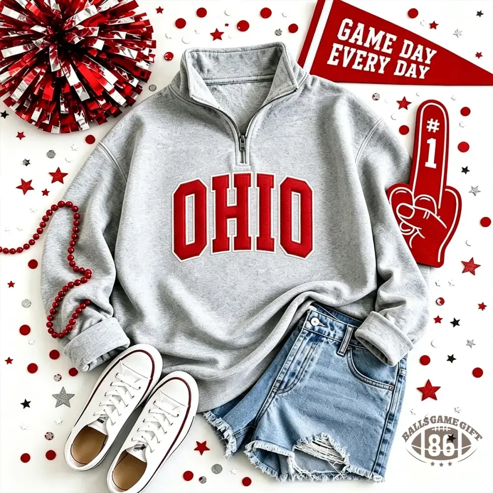Custom State Name Quarter Zip Sweatshirt, Game Day Football Team Spirit Half Zip Sweatshirt