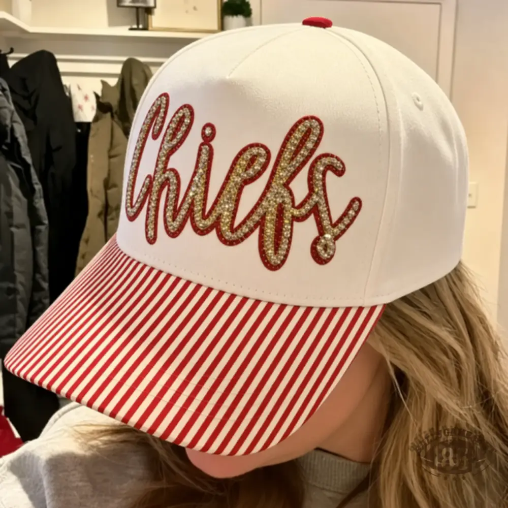 Custom Striped Brim Baseball Hat, Personalized Glitter Team Name Cap