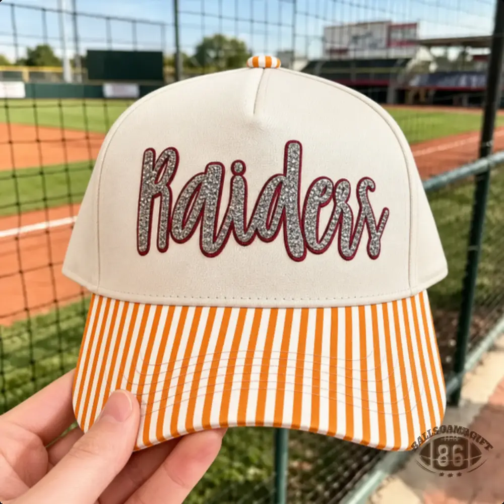 Custom Striped Brim Baseball Hat, Personalized Glitter Team Name Cap
