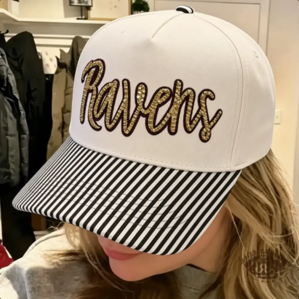 Custom Striped Brim Baseball Hat, Personalized Glitter Team Name Cap