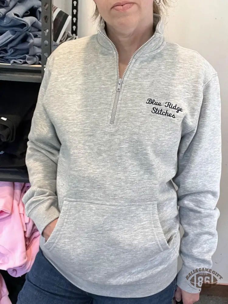 Custom Team Fans Quarter Zip Sweatshirt with Pocket with Large Cursive Text