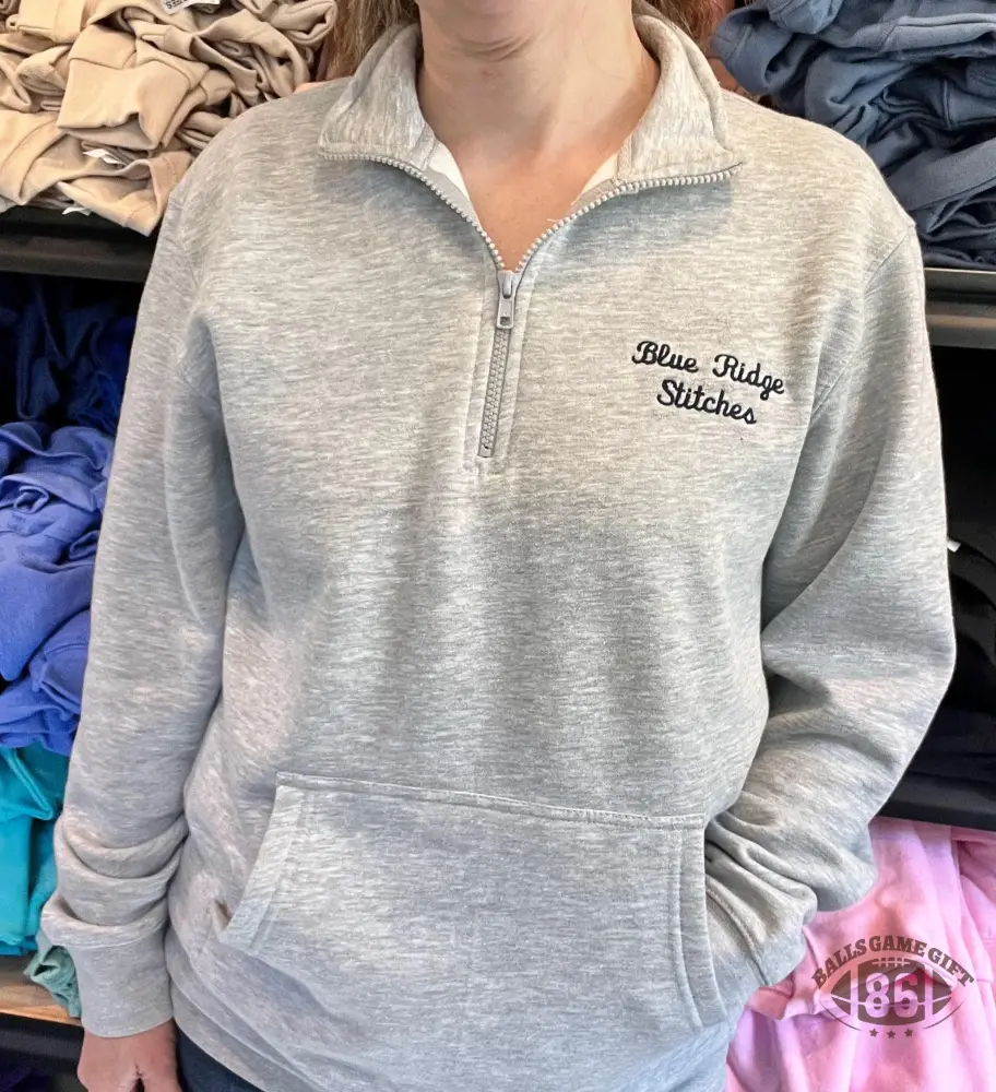 Custom Team Fans Quarter Zip Sweatshirt with Pocket with Large Cursive Text