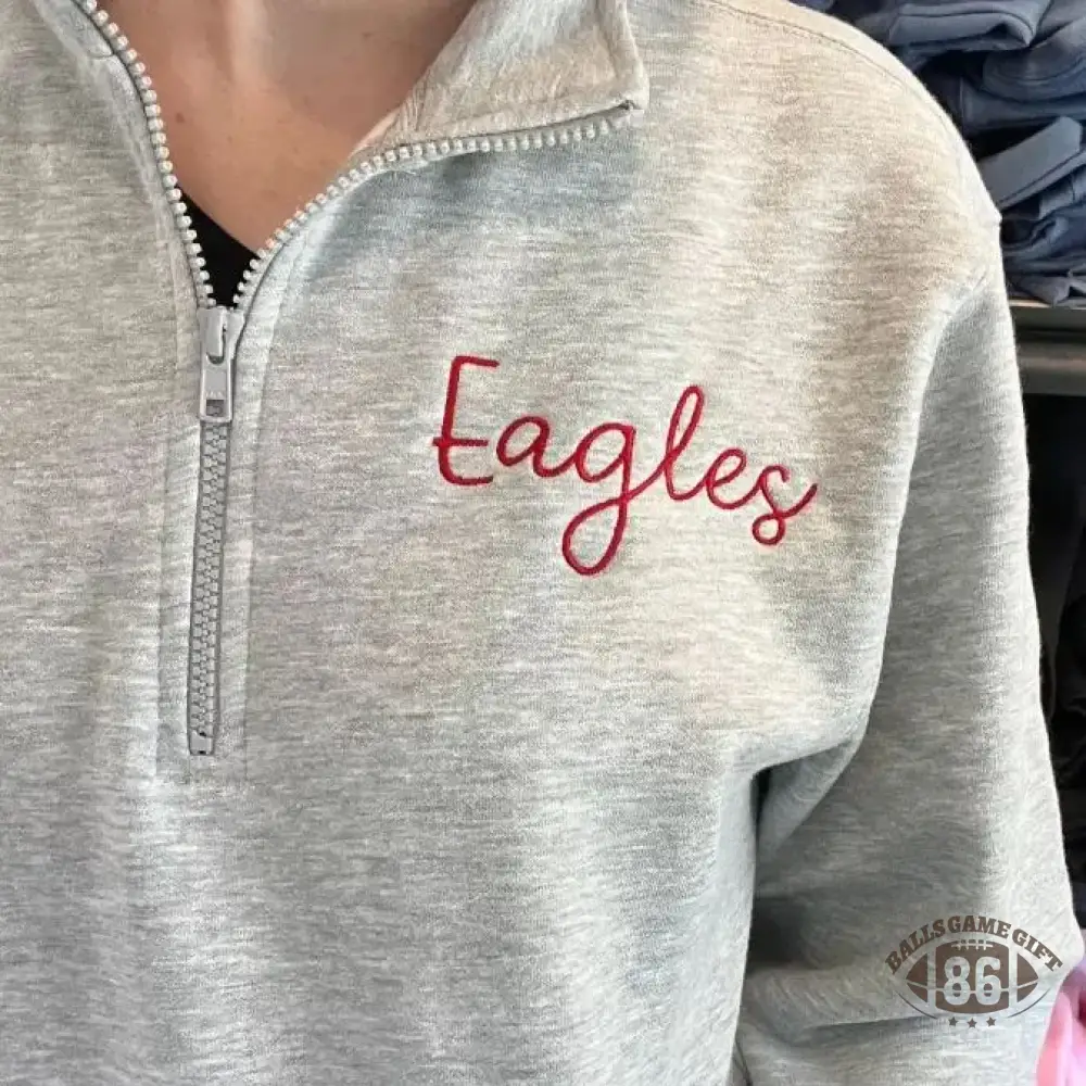 Custom Team Fans Quarter Zip Sweatshirt with Pocket with Large Cursive Text