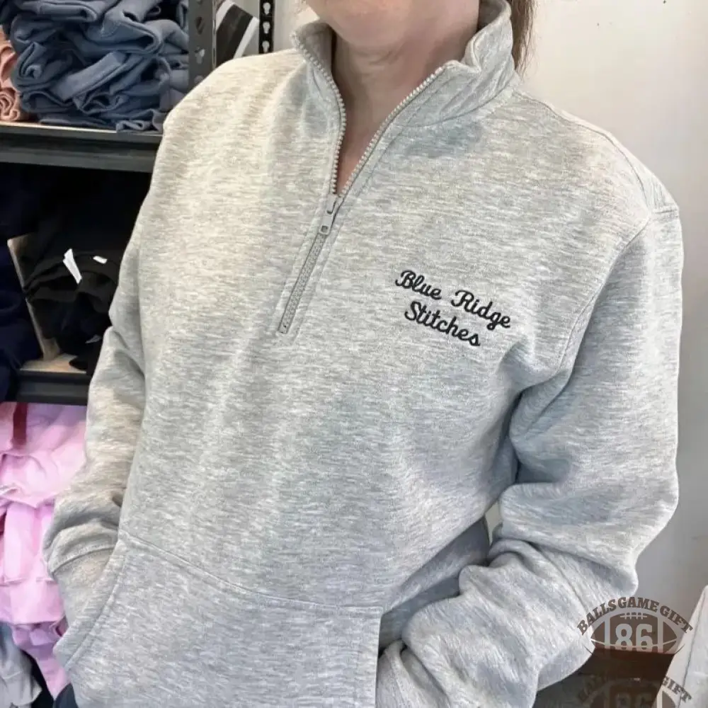 Custom Team Fans Quarter Zip Sweatshirt with Pocket with Large Cursive Text