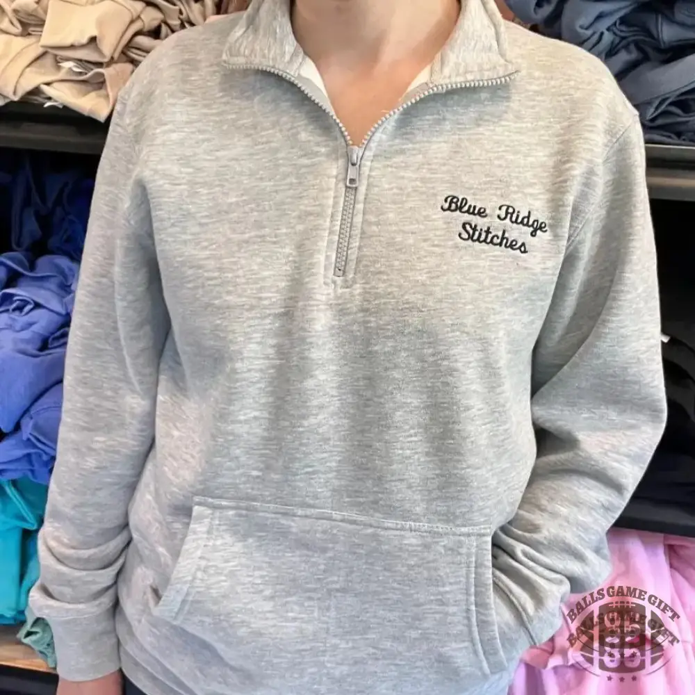 Custom Team Fans Quarter Zip Sweatshirt with Pocket with Large Cursive Text