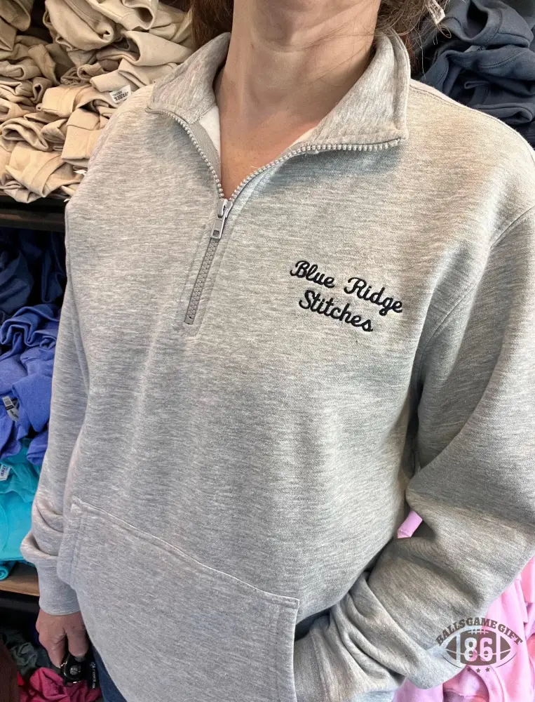 Custom Team Fans Quarter Zip Sweatshirt with Pocket with Large Cursive Text