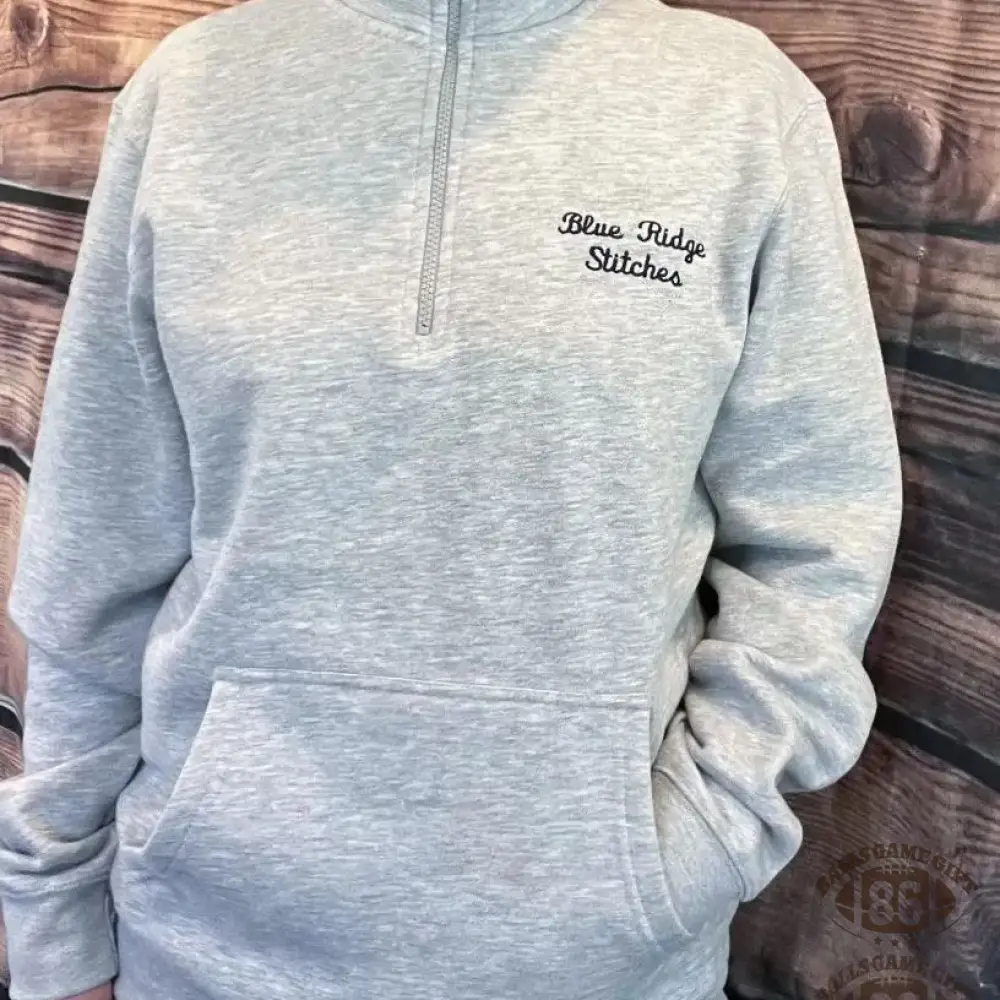 Custom Team Fans Quarter Zip Sweatshirt with Pocket with Large Cursive Text