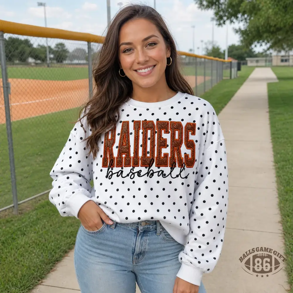 Custom Team Glitter Polka Dot Sweatshirt | Game Day Gift for Sports Mom