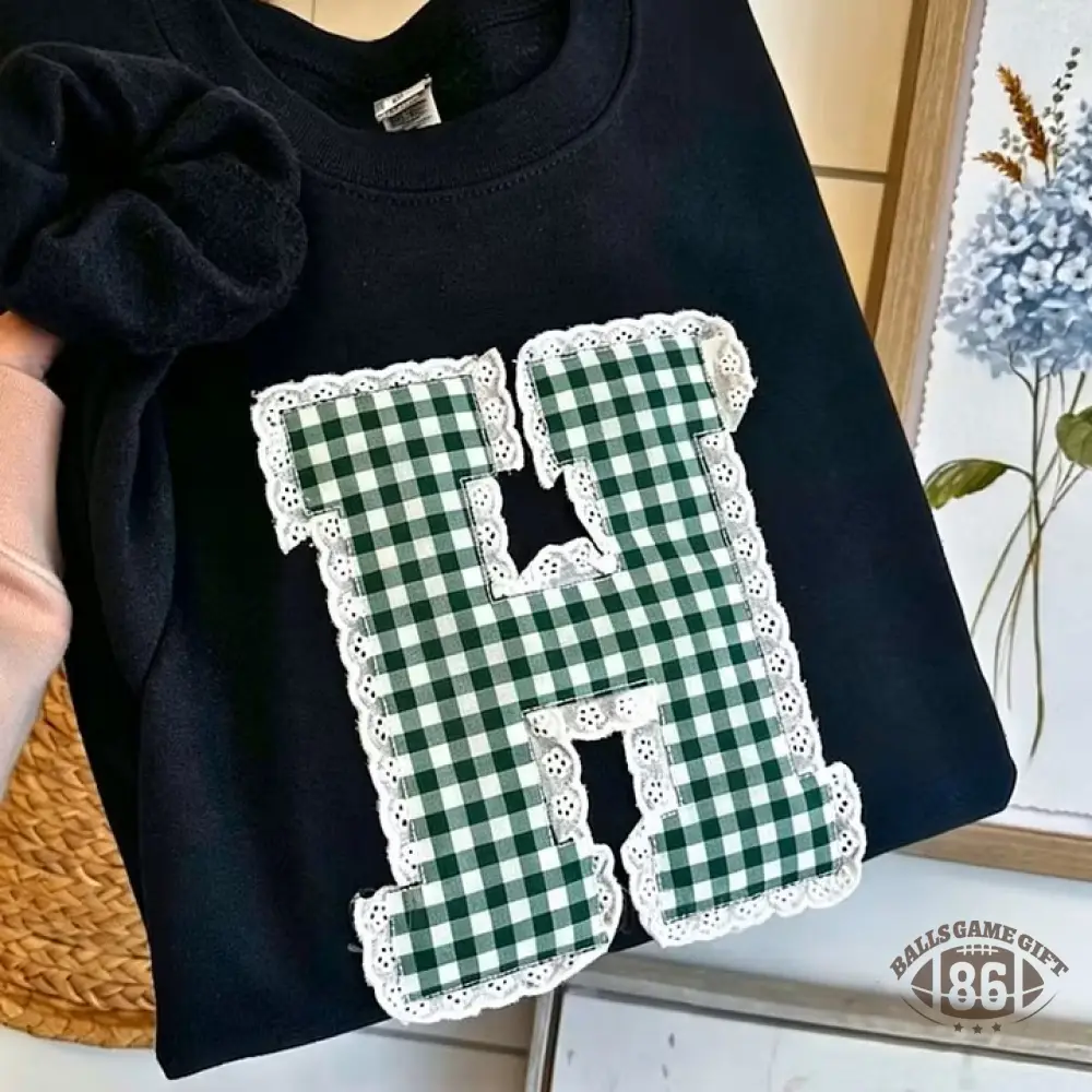 Custom Team Letter Sweatshirt with Lace Game Day Number or Letter