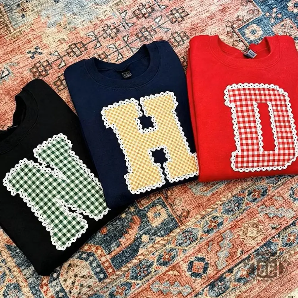Custom Team Letter Sweatshirt with Lace Game Day Number or Letter