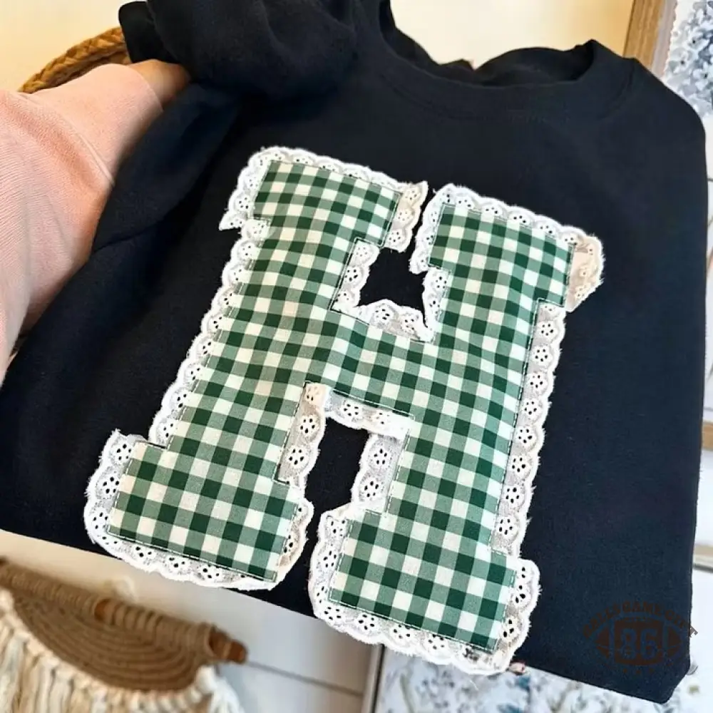 Custom Team Letter Sweatshirt with Lace Game Day Number or Letter