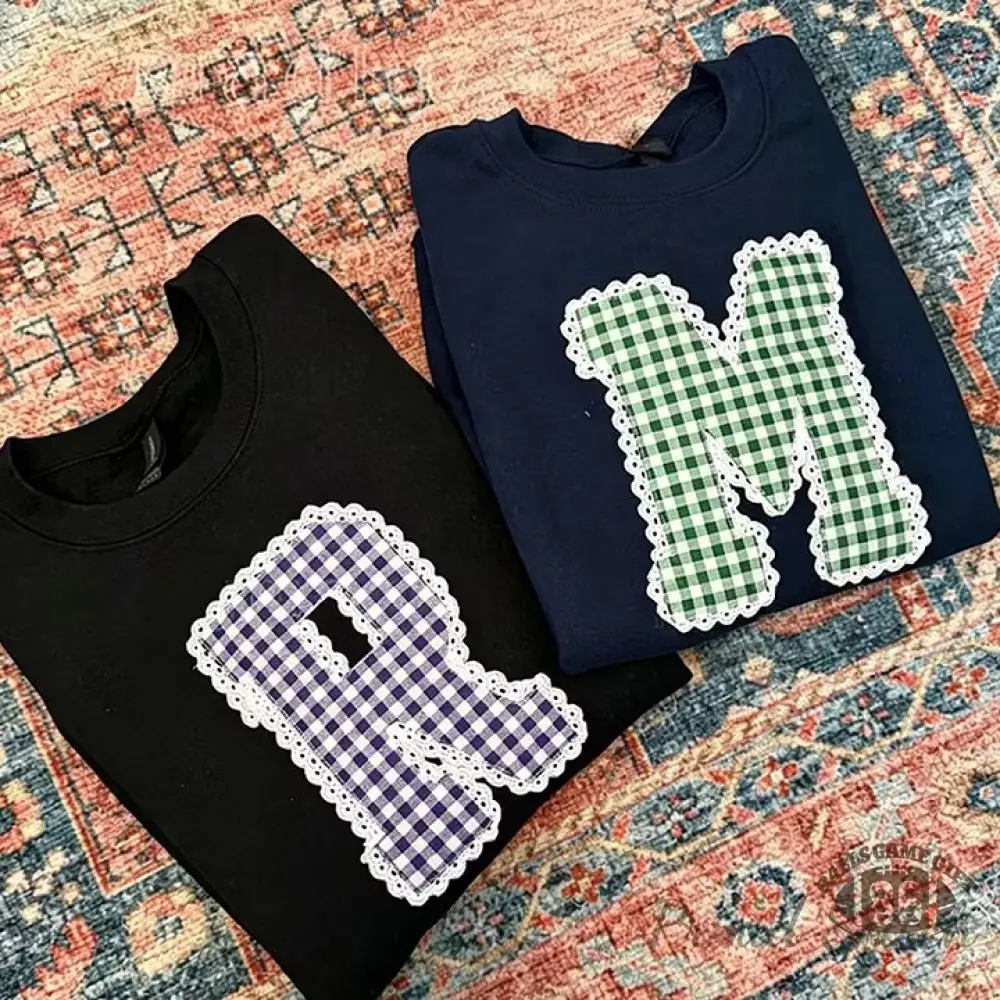 Custom Team Letter Sweatshirt with Lace Game Day Number or Letter
