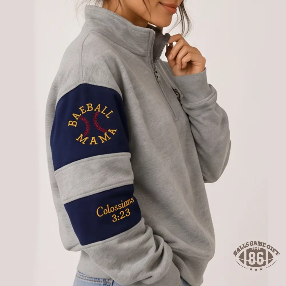Custom Team Letter Varsity Quarter Zip Sweatshirt with Sport Sleeve Patches