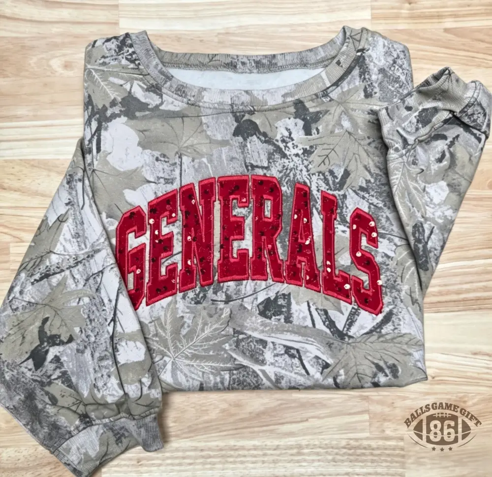 Custom Team Name American Varsity Camo Sequin Spirit Sweatshirt Tees