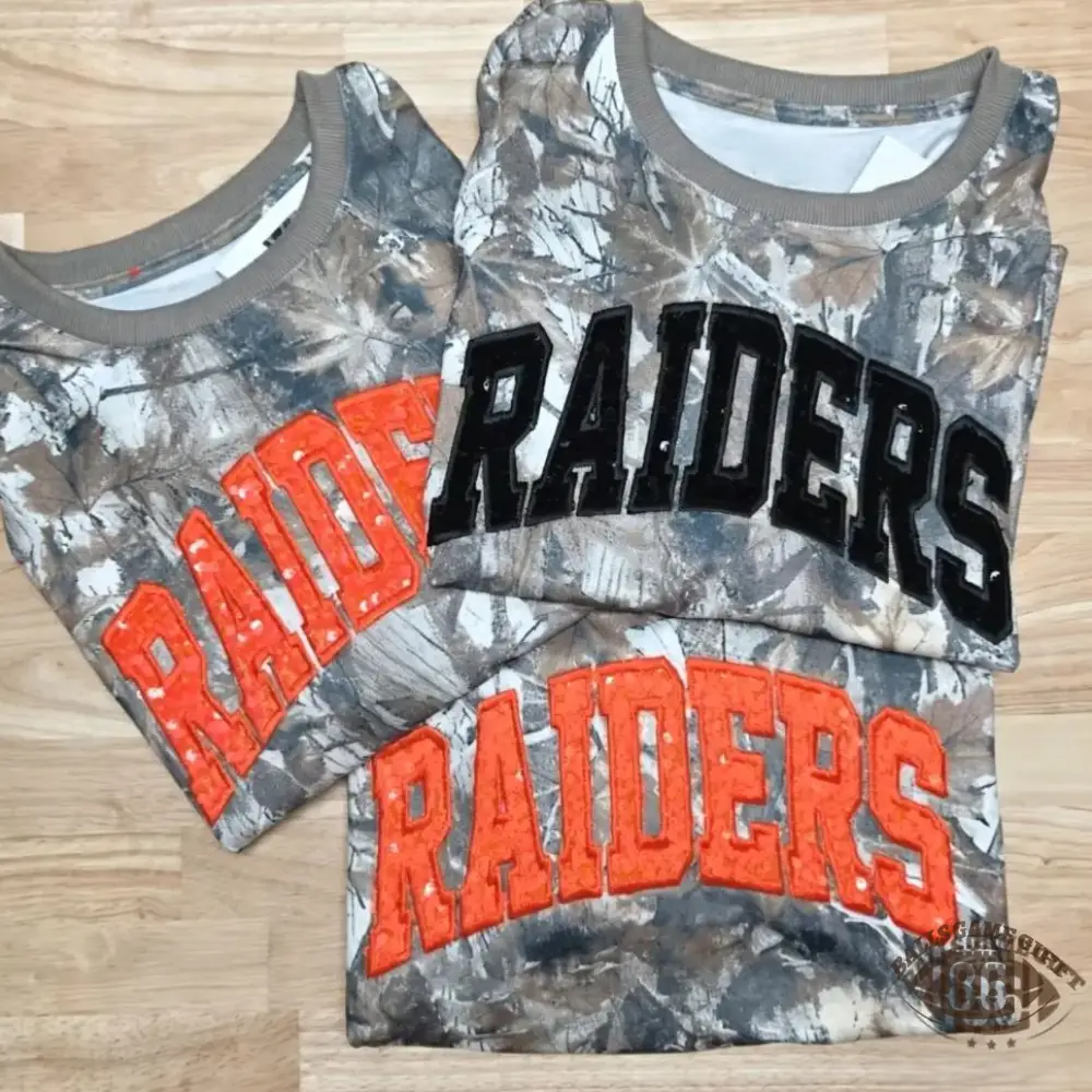 Custom Team Name American Varsity Camo Sequin Spirit Sweatshirt Tees