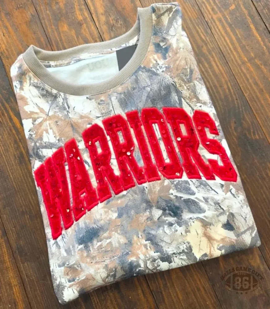 Custom Team Name American Varsity Camo Sequin Spirit Sweatshirt Tees