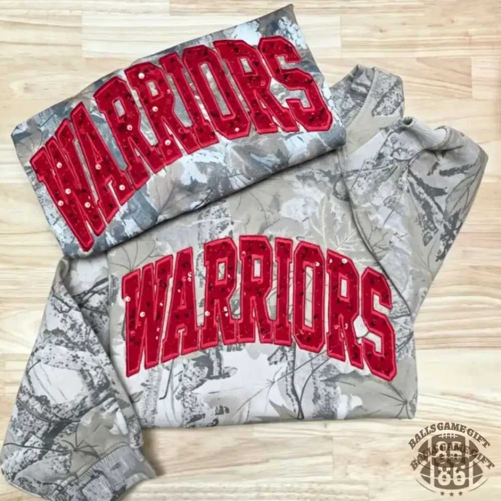 Custom Team Name American Varsity Camo Sequin Spirit Sweatshirt Tees