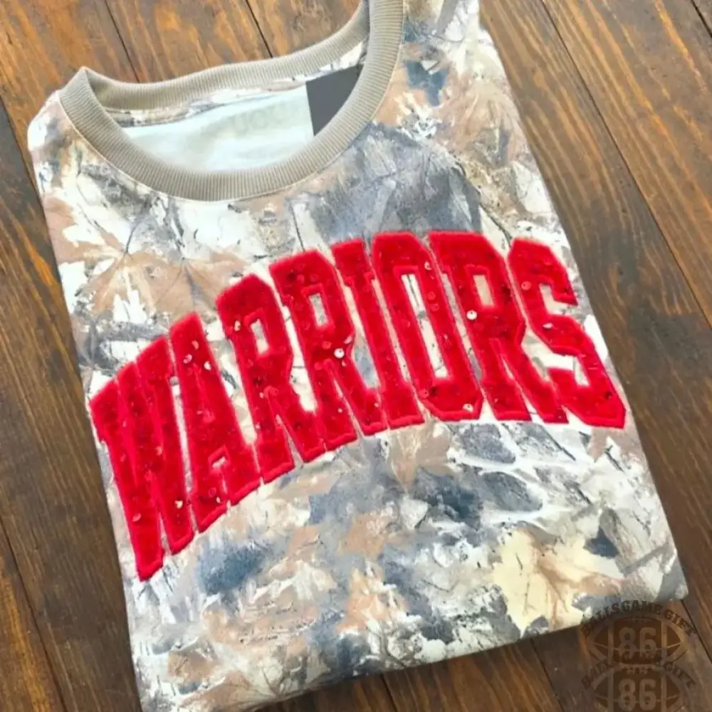 Custom Team Name American Varsity Camo Sequin Spirit Sweatshirt Tees
