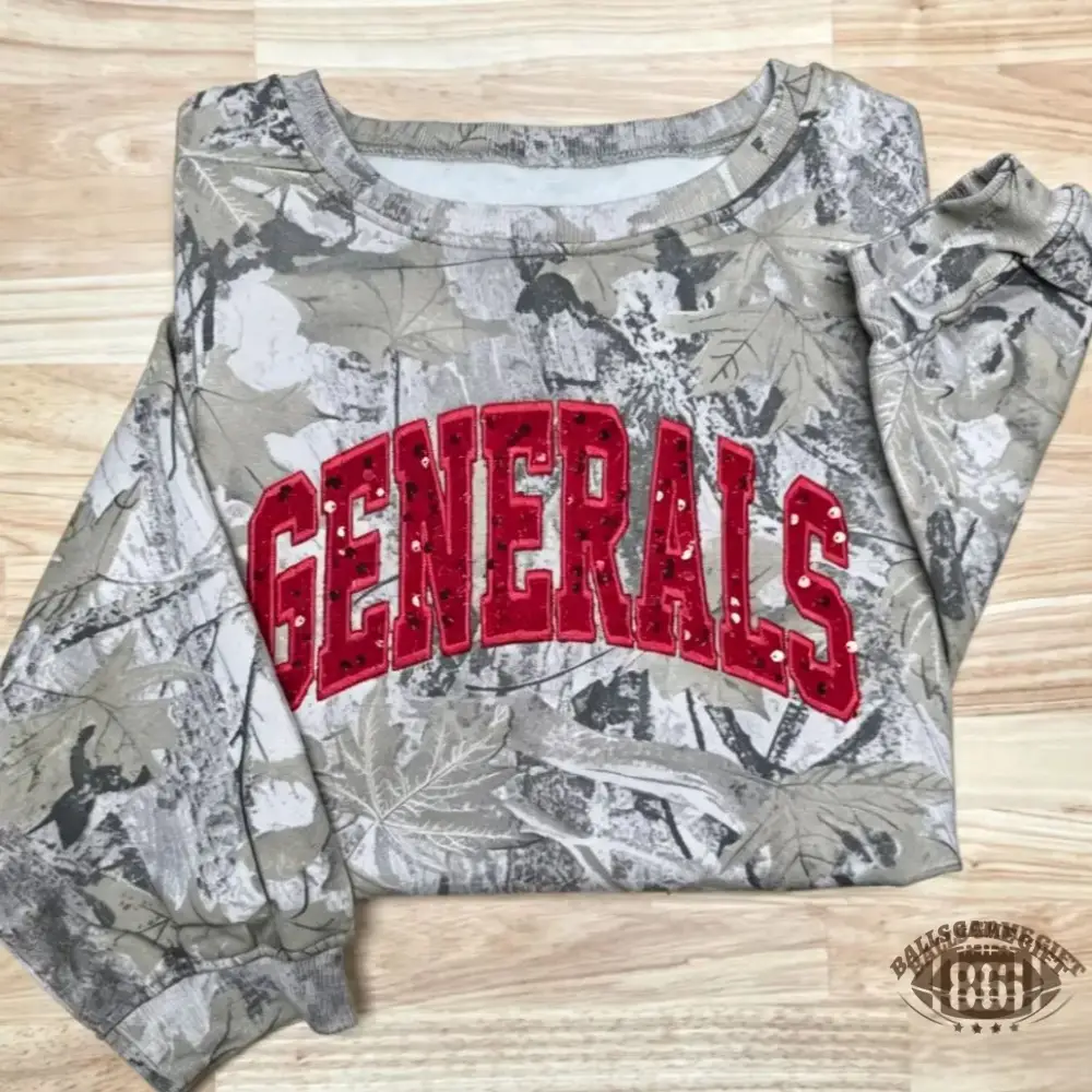 Custom Team Name American Varsity Camo Sequin Spirit Sweatshirt Tees