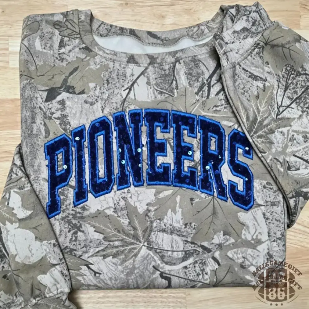 Custom Team Name American Varsity Camo Sequin Spirit Sweatshirt Tees