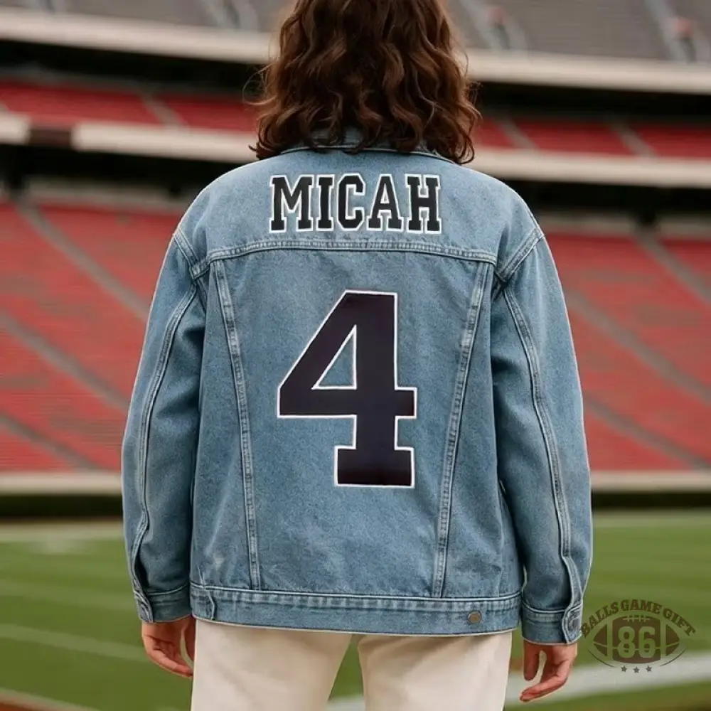 Custom Team Name and Number Patch Embroidery Sport Jean Jacket for Game Day