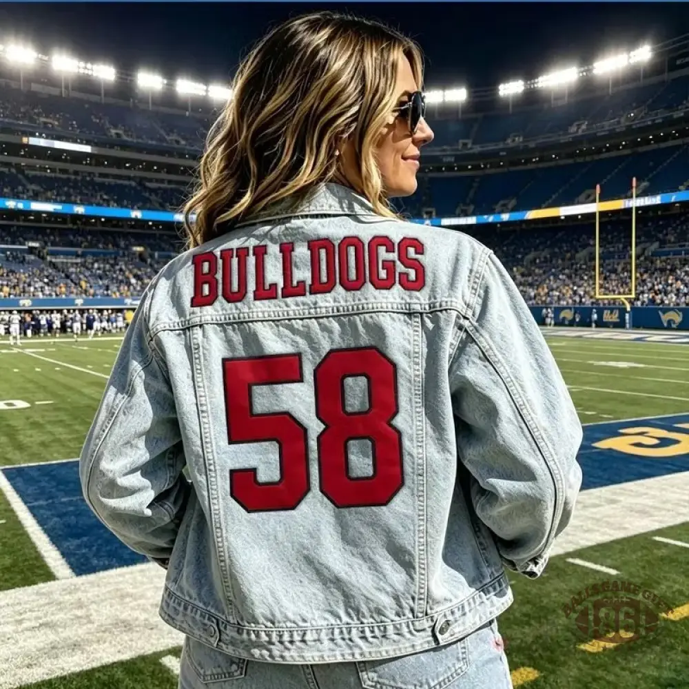 Custom Team Name and Number Patch Embroidery Sport Jean Jacket for Game Day